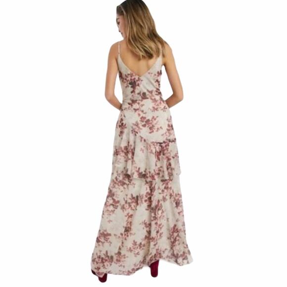 New ASOS Design Cami Women's V-Neck Pleated Layered Rustic Floral Maxi Dress 6 - Picture 2 of 13